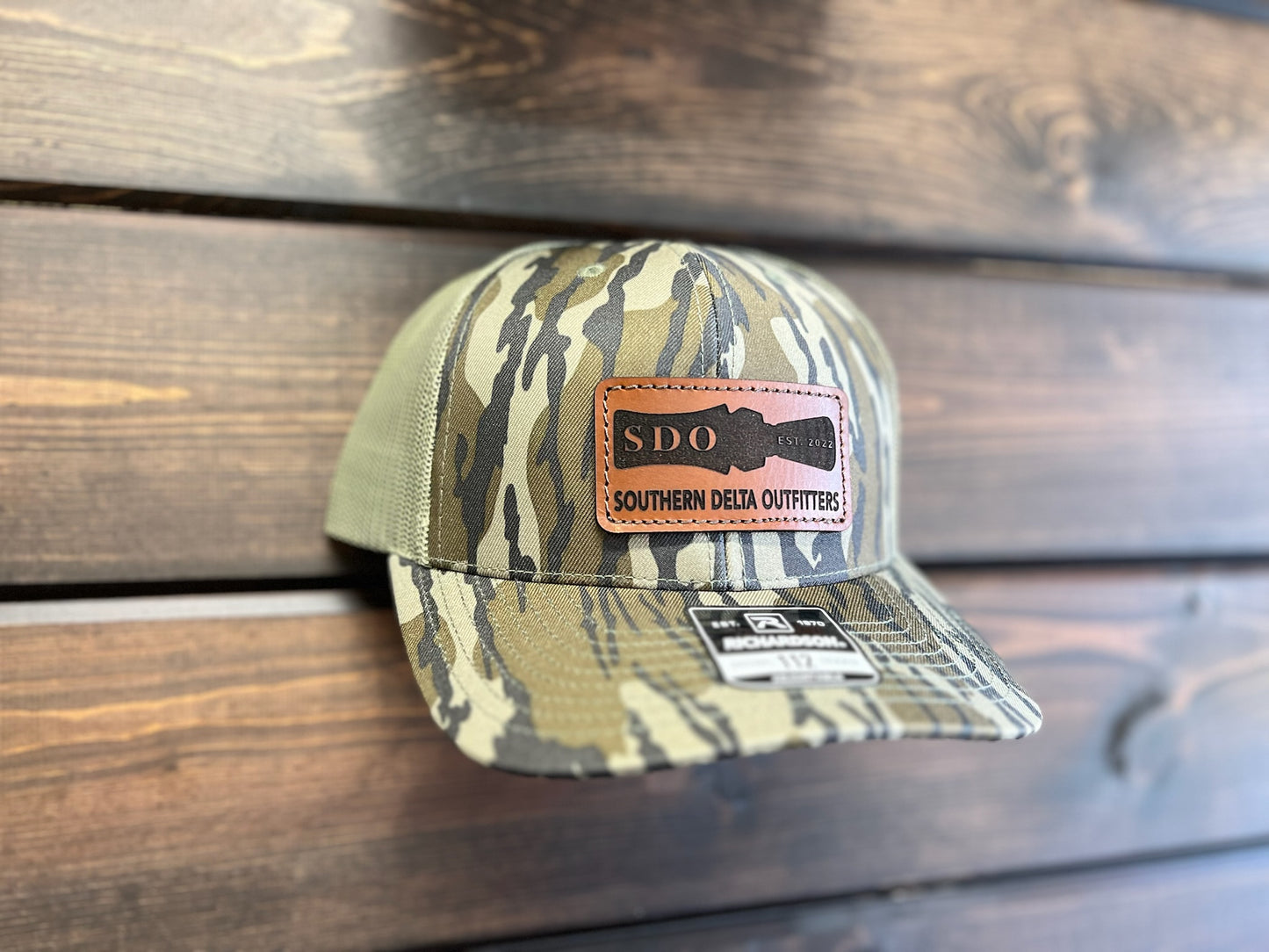 Bottomland Camo Leather SDO Patch Hat 🦌