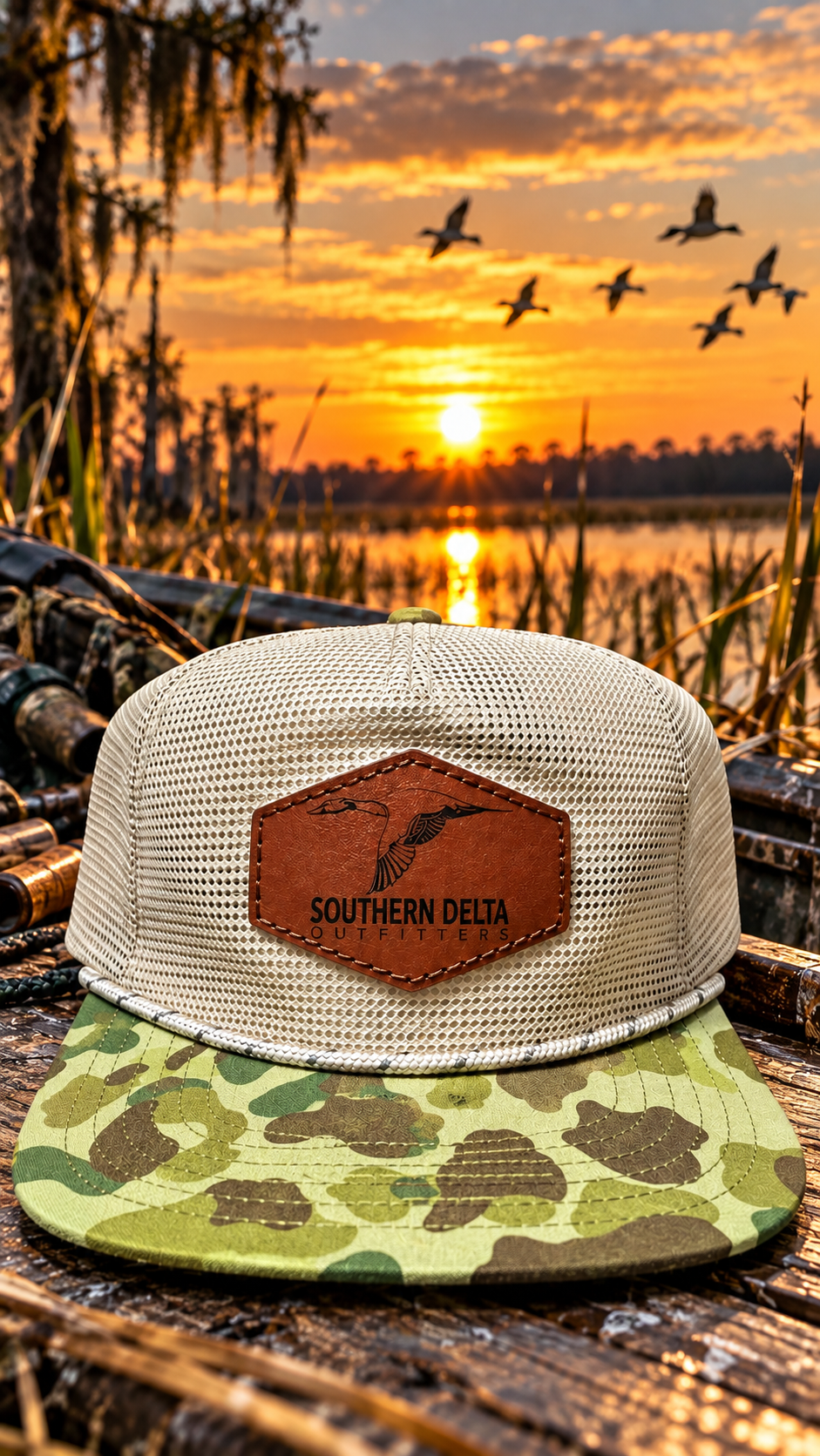 SDO Leather Patch Camo Bill