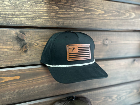 Patriotic Black Five Panel Rope Hat